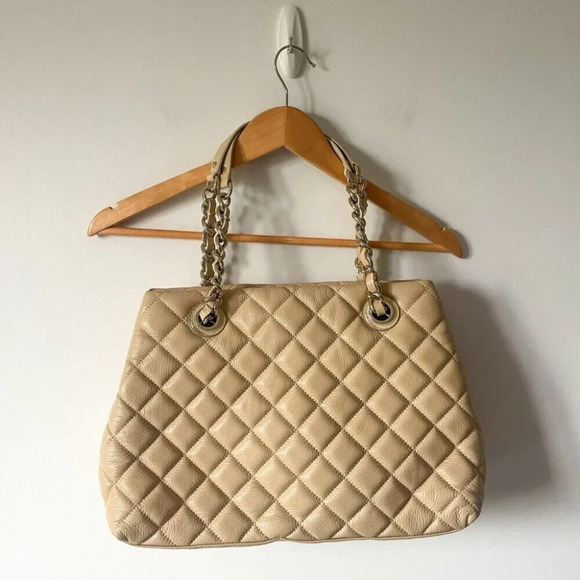 Kate Spade Camel Quilted Leather Gold Coast Maryanne Large Tote Cashew  Tan - Picture 6 of 9
